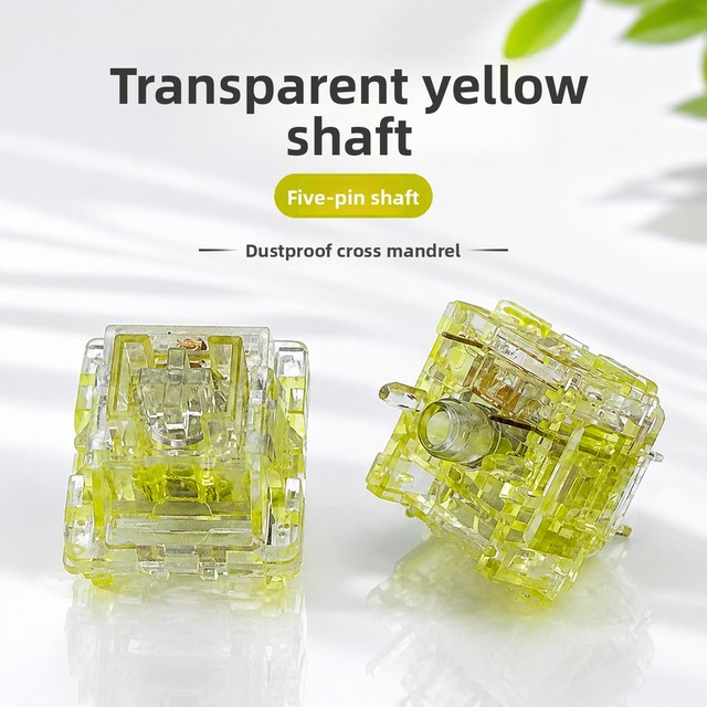 In-stock WholesaleTransparent Yellow Axis Smooth Hand Feel Mechanical Keyboard Switch Hot-swappable 5-Pin Linear Switch