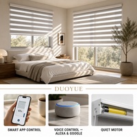 Stores vénitiens électriques sur mesure en gros, Wi-Fi, Alexa, Tuya, stores zébrés intelligents à double couche en tissu pour la maison et le bureau