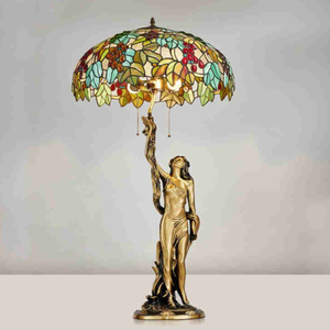 Lampe sur pied Tiffany LED européenne avec vitrail de style méditerranéen pour hôtel et chambre à coucher - Product Image 1