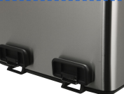 <span class=keywords><strong>Poubelle</strong></span> à <span class=keywords><strong>trois</strong></span> <span class=keywords><strong>compartiments</strong></span> en acier inoxydable avec couvercle à fermeture douce, dotée d'une pédale à ouverture à 90 degrés pour une utilisation facile - Product Image 5