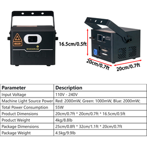 Igracelite APP/uzaktan kumandalar 5W RGB alüminyum kabin Lazer tam renkli animasyon lazeri sahne işık - Product Image 6