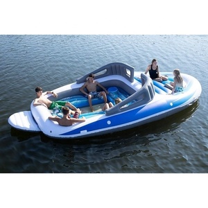 <span class=keywords><strong>Bouée</strong></span> de piscine <span class=keywords><strong>gonflable</strong></span> pour 6 personnes en forme de hors-bord géant de haute qualité avec seau à glace et trou de tasse pour l'été - Product Image 1