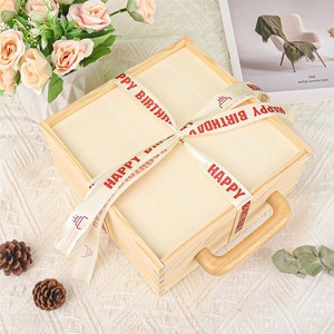 Caja de almacenamiento de madera con tapa extraíble, rectangular, de color sólido, portátil, con asa, para recuerdos de boda, empaque de dulces, bricolaje, graffiti - Product Image 1