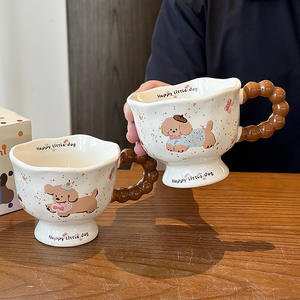 แก้วเซรามิคลายการ์ตูนสุนัขตัวเล็กน่ารัก พร้อมหูจับ สำหรับกาแฟ อาหารเช้า เด็กๆ และผู้หญิง ฤดูใบไม้ผลิ 2025 - Product Image 3