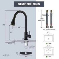 Robinet de cuisine moderne de luxe avec douchette extractible effet cascade et pluie, en acier inoxydable 201 nickel brossé, flexible, pour usage hôtelier