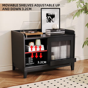 <span class=keywords><strong>Meuble</strong></span> <span class=keywords><strong>de</strong></span> <span class=keywords><strong>rangement</strong></span> vintage en bois pour tourne-disque, armoire <span class=keywords><strong>de</strong></span> <span class=keywords><strong>rangement</strong></span> pour disques vinyles, organisateur décoratif multifonctionnel pour salon - Product Image 3