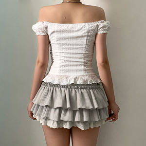 Blusa Casual de Mujer con Botones, Manga Abullonada, Cuello con Lazo, Transpirable, Tejida, con Parches de Encaje Floral Chic para Verano 2026 - Product Image 6