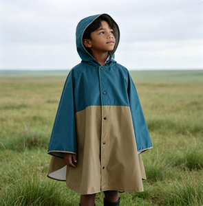 Impermeabile per Bambini Antivento Traspirante con Cappuccio per Attività all'Aperto - Design Bicolore Elegante e Carino - Product Image 1