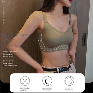 Cómodo sujetador de patrón sólido de nailon antiflacidez para mujer, ropa interior de soporte suave de gelatina 3D, correas ajustadas, <span class=keywords><strong>pecho</strong></span> grande transpirable - Product Image 4