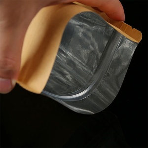 Bolsas de bolsillo para alimentos de fondo redondo Kraft de tamaño personalizado, paquete de almacenamiento marrón de plástico transparente con válvula de desgasificación, impresión en huecograbado de café - Product Image 3