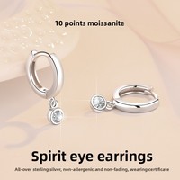 Orecchini a Cerchio Doppi in Argento 925 con Moissanite Taglio Brillante Rotondo da 0,1ct, Gioielli Minimalisti per Donna, Idea Regalo