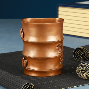 Portalápices de cobre redondo, bronce impecable, adorno para escritorio de oficina, decoración para sala de estudio - Product Image 3