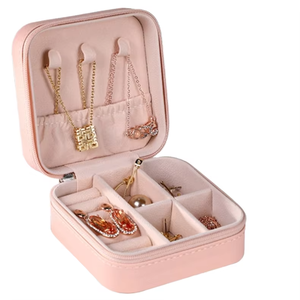 Customized Logo Portable PU Leather Zipper Closure Square Jewelry <b>Gift</b> <b>Box</b> Fashion Necklace <b>Earrings</b> Women Carton Packaging <b>Box</b> - Product Image 2