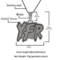 Pendentif personnalisé YFR avec lettres en zircon 3D 5A, style hip-hop, chaîne à maillons pour hommes, fabriqué sur mesure