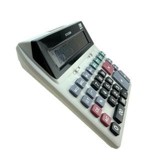 Calculatrice financière solaire à 12 chiffres CT-2122H avec touches classiques en ABS blanc - Product Image 2