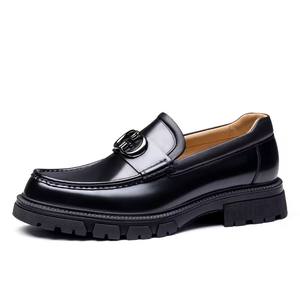 Chaussures Oxford pour hommes, style business décontracté, plateforme, talon haut, bout carré, cuir véritable brillant, antidérapantes, désodorisantes, formelles, pour mariage - Product Image 3