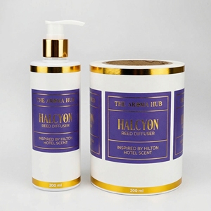 Custom Reed <b>Diffuser</b> Label Purple Gold Foil Hotel Scent Sticker for Reed <b>Diffuser</b> <b>Bottle</b> Packaging - Product Image 3