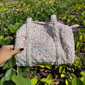 Sac de voyage matelassé <span class=keywords><strong>en</strong></span> coton pour femme, petit sac fourre-tout <span class=keywords><strong>en</strong></span> coton matelassé pour femme, mini sac de voyage <span class=keywords><strong>en</strong></span> tissu éponge pour l'extérieur, sac de voyage mini Peony - Product Image 5