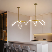 Lustre LED Nordique Minimaliste de Luxe Léger à Hauteur Réglable avec Lignes Longues Simples pour Salons/Salles à Manger et Hôtels