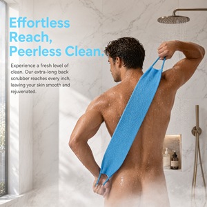 Extra Long Korean Exfoliating Back Scrubber Towel Double Handles Stretch Body Wash Cloth Dead Skin Remover <b>Shower</b> Exfoliating - Product Image 2
