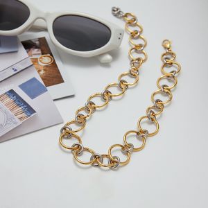 J & D kalung pernyataan Punk rantai warna sambungan dua warna bergaya kerajinan tangan besar dan kecil gaya klasik - Product Image 3