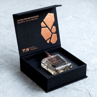 Boîte à parfum rigide écologique de style livre noir magnétique personnalisée avec insert ajusté pour cosmétiques, soins de la peau, parfum, cadeau