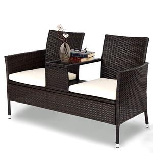 Wholesale Garden Double Chair <strong>Outdoor</strong> Furniture Patio Rattan Wicker <strong>love</strong> <strong>Seat</strong> with Center Table for Garden - Product Image 6