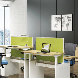 Bàn làm việc văn phòng có thể điều chỉnh độ cao bằng điện, chân khung kim loại trắng hiện đại kiểu mới - Product Image 4