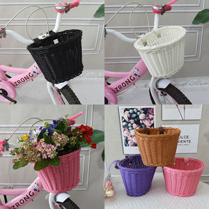 Tas jinjing sepeda anak rotan plastik buatan tangan keranjang anyaman sepeda depan wadah penyimpanan warna berbeda untuk pilihan - Product Image 6