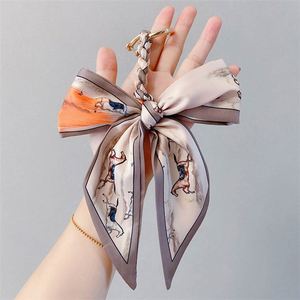 Handmade Silk Bow Keychain Scarf Car Key Pendant with Horseshoe Buckle Elegant <b>Bag</b> Accessories for Women <b>Bridesmaid</b> <b>Gifts</b> - Product Image 2