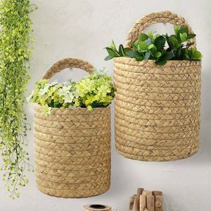 Panier suspendu en résine, décoration murale bohème <span class=keywords><strong>pour</strong></span> cuisine, pot <span class=keywords><strong>de</strong></span> fleurs en bois et <span class=keywords><strong>toile</strong></span> <span class=keywords><strong>de</strong></span> <span class=keywords><strong>jute</strong></span> pliable avec éclairage <span class=keywords><strong>de</strong></span> Noël, en jacinthe d'eau économique - Product Image 6