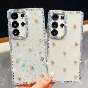 Nouvelle <span class=keywords><strong>coque</strong></span> de protection scintillante de luxe pour <span class=keywords><strong>Samsung</strong></span> S25Ultra tulipe A17 Flash diamant A56 <span class=keywords><strong>coque</strong></span> de téléphone en TPU transfrontalière avec poignée - Product Image 1