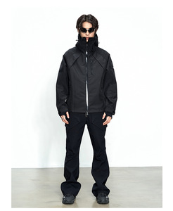 Veste coupe-vent zippée Aoyema personnalisée, style streetwear, avec capuche, imperméable, grande taille, décontractée, softshell, pour homme, de haute qualité - Product Image 4