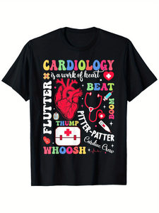 T-Shirt Unisex per San Valentino con Cuore, in Cotone, Casual, Vestibilità Regolare, Manica Corta, Stampa Frontale, Collo Tondo, Design in Maglia Jersey - Product Image 1