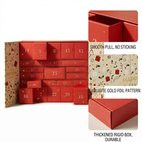 Boîte cadeau calendrier de l'avent personnalisée rouge 24 jours, boîte d'emballage surprise de Noël en feuille d'or rouge pour cadeau de fêtes