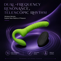 Bestmoon Jouet sexuel pour adultes, Vibrateur télécommandé, Dildo double sans sangle à poussée, pour femmes et lesbiennes