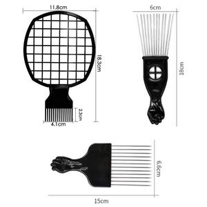Campione libero in metallo <span class=keywords><strong>Afro</strong></span> pettine magico torsione <span class=keywords><strong>capelli</strong></span> <span class=keywords><strong>spugna</strong></span> Set pettine due lato arricciatura <span class=keywords><strong>spugna</strong></span> per donne e uomini di colore - Product Image 2