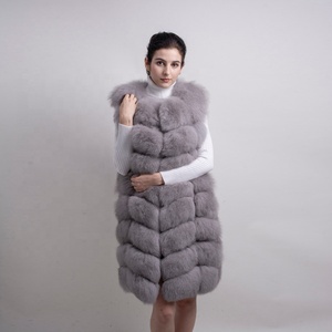 QIUCHEN- QC8032 NOUVEAU <span class=keywords><strong>Gilet</strong></span> en fourrure de renard véritable de haute qualité Manteau Veste 90cm <span class=keywords><strong>Long</strong></span> <span class=keywords><strong>Gilet</strong></span> LIVRAISON GRATUITE - Product Image 5