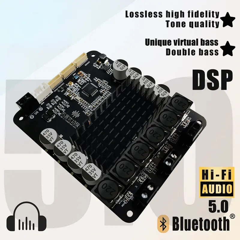 Dsp2.1 บลูทูธ 5.0 เครื่องขยายเสียงสเตอริโอโมดูล Vex202 50W * 2 + 100W ซับวูฟเฟอร์เสียงHeavy Bassห้าลูกบิด 200 W