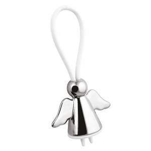 Llavero de PVC blanco con mosquetón de ángel, llavero de metal moderno, logotipo láser personalizable para llaves, hecho de aleación de zinc y hierro. - Product Image 1