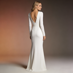 Robes <span class=keywords><strong>de</strong></span> <span class=keywords><strong>mariée</strong></span> <span class=keywords><strong>de</strong></span> maternité modernes et personnalisées, style sirène, en satin ivoire, avec volants, pour réception <span class=keywords><strong>de</strong></span> mariage, grandes tailles - Product Image 2