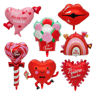 All'ingrosso spagnolo felice san valentino inglese matrimonio in alluminio elio cuore fiore orso palloncino per decorazione del partito - Product Image 5
