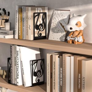 ที่วางหนังสือโลหะสีดำ 1 คู่ สำหรับหนังสือและชั้นวางของสำนักงานขนาดใหญ่ ของตกแต่งบ้าน ที่วางหนังสือแบบหนา ไอเดียของขวัญที่สมบูรณ์แบบ - Product Image 5