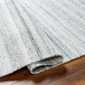 Hand Woven Verna White And Blue Striped Rug <b>Crafted</b> From Natural Fibers With Soft Texture And Durable Modern Interiors - Product Image 4