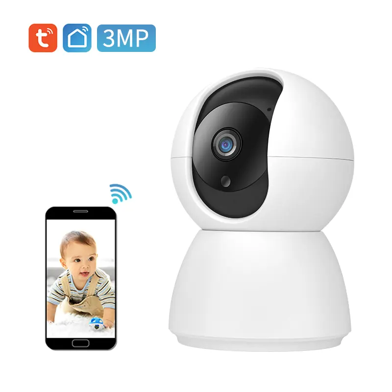 Беспроводная смарт-камера 3MP tuya с функцией обнаружения человека и звука, Детская домашняя камера для домашних животных с двухсторонним звуком 360, видеоняня с Wi-Fi
