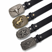 Boucle de ceinture en métal antique gravée étoile de shérif western OEM, style cuir noir pour homme, pour le rodéo