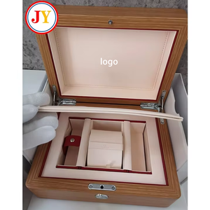 Wooden <b>Watch</b> Box Travel <b>Watch</b> <b>Case</b> Red Interior Faux Leather Lined Gift Packaging Custom Logo Famous brand <b>Watch</b> Box - Product Image 3