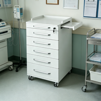 Armoire mobile dentaire peu encombrante avec table de travail coulissante et 5 tiroirs pour instruments médicaux