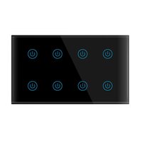 Interrupteur intelligent LangYeao 8 gang 147*86mm en verre trempé, utilisation domestique intelligente avec moniteur de puissance, compatible Alexa et Google Home, interrupteurs tactiles muraux