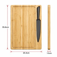 Planche à découper en bambou personnalisable de petite taille avec porte-couteau intégré et fente pour couteau d'office pour cuisine moderne